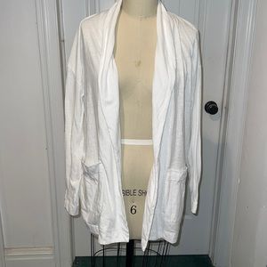 J Crew Lightweight White Open Cardigan Size M